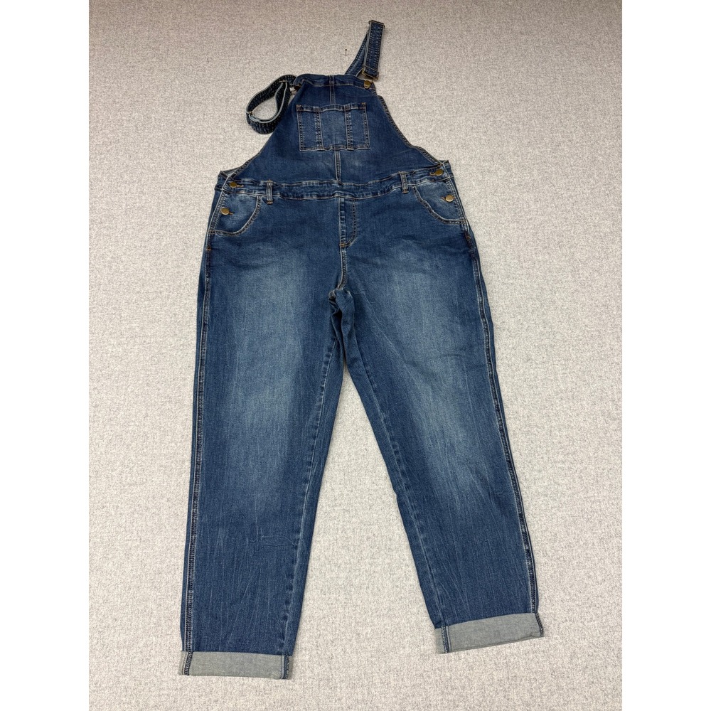 Ripe Denim Overalls XL Indigo Blue Adjustable Straps Stretch Maternity W3288 NWT
